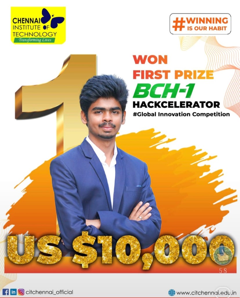 BCH-1 Hackcelerator first prize winner announcement poster, 2026