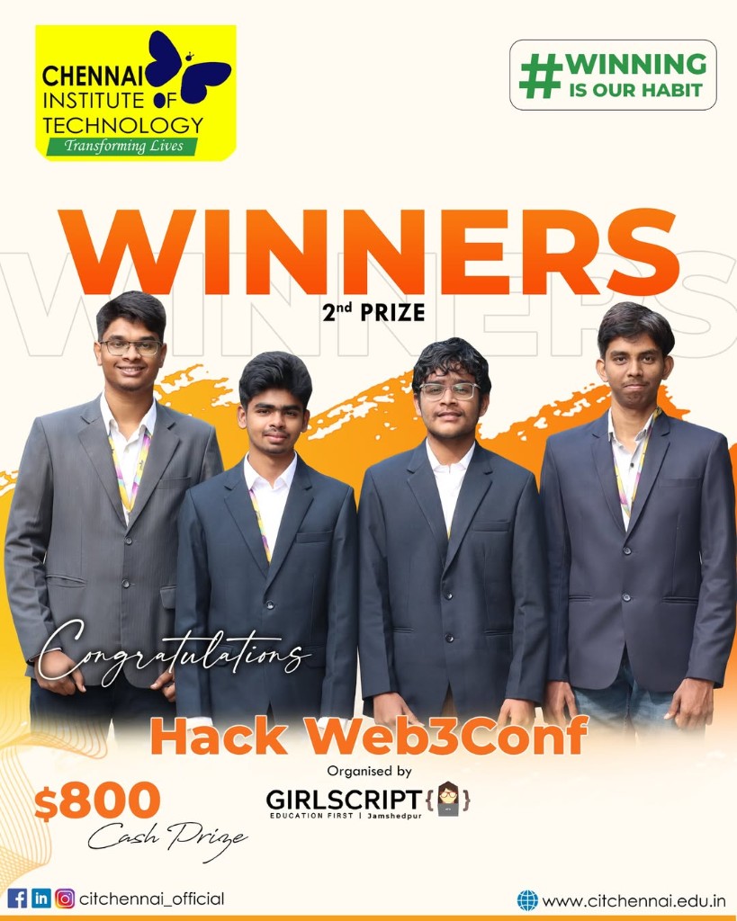Hack Web3Conf second prize winner announcement poster, 2025